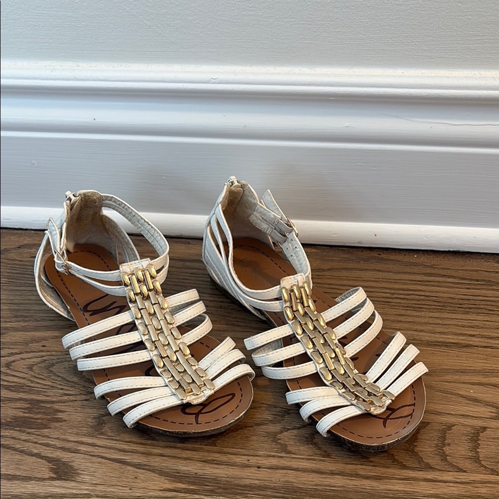 White and Gold Strappy Sandals Refresh